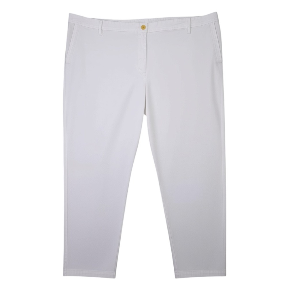 Talbots Pants Women 22W Plus White Girlfriend Chino Ankle Cotton Stretch Coastal